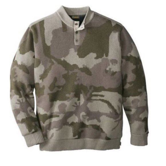 Cabela's Other - Cabela's Camo Windshear Lined Hunting Sweater Wool Blend Henley Men's 2XL H14293